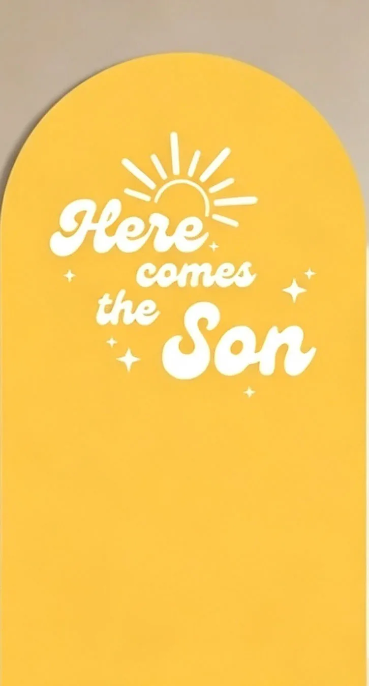 Custom Double-Sided Here Comes the Son Baby Shower Arch Backdrop Cover Retro Sunshine Birthday Party Photobooth Background