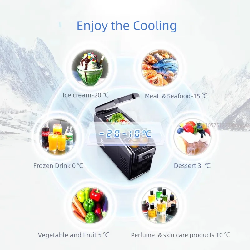 Car Refrigerator Vertical Central Armrest Box Strap Refrigerator 12V24V Commercial Vehicle MPV Modified Compressor Refrigeration