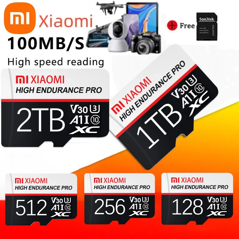 

Lenovo 2TB Высокоскоростная карта Micro TF SD 256 ГБ 512 ГБ Карта памяти SD Карты памяти 1 ТБ карты массовой емкости для смартфонов/ПК/ноутбуков
