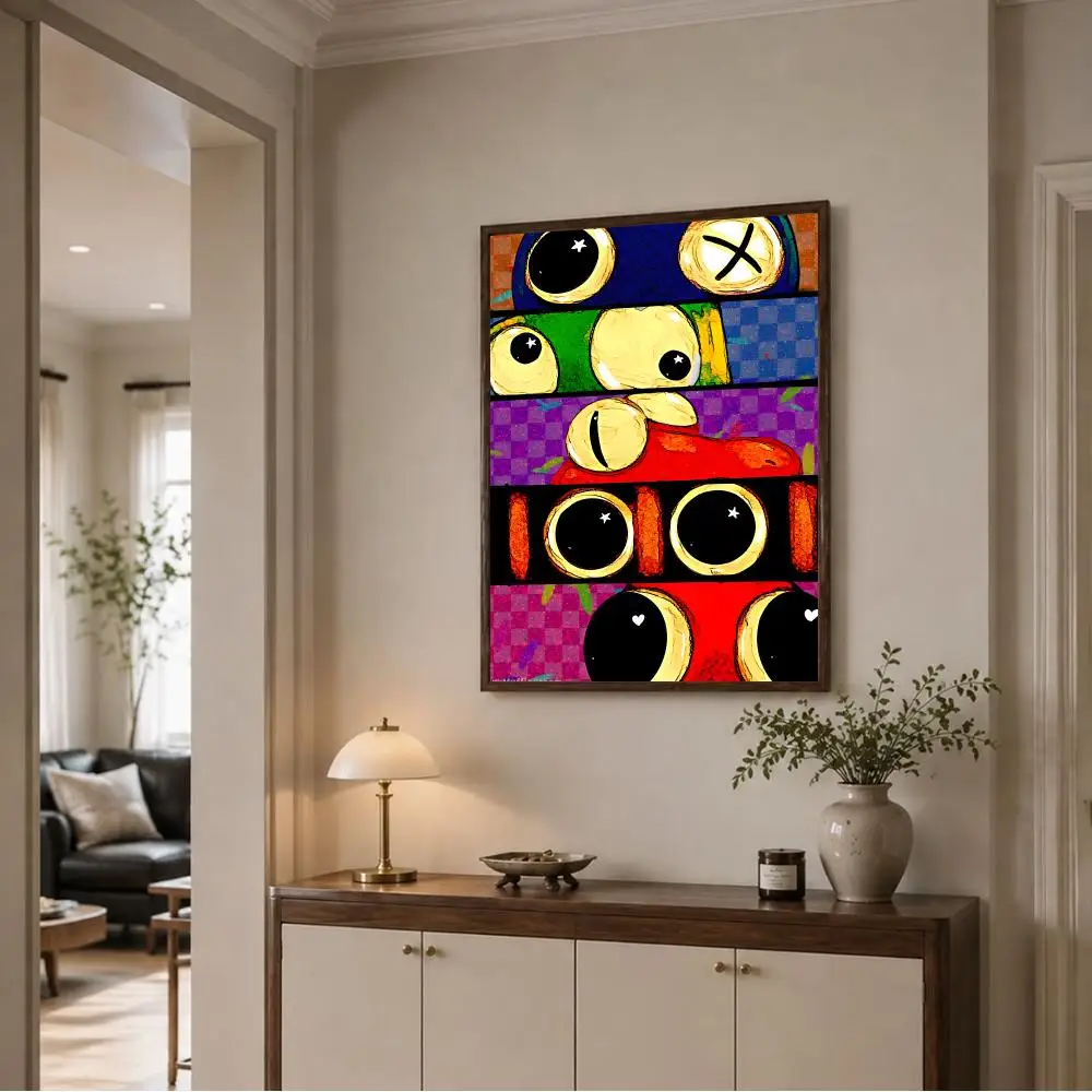 Colorful Video Game R-Rainbow Friends Poster Wall Decor for Young Collectors, Indoor and Outdoor Decor
