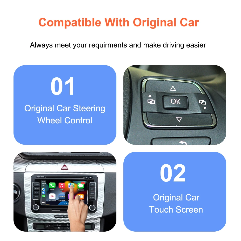Bonroad Wireless Android Auto Retrofit Car Play Modul für Volkswagen Passat Golf 6 Tiguan Touran Polo RNS510 Serie Mirror Link – Detail 9