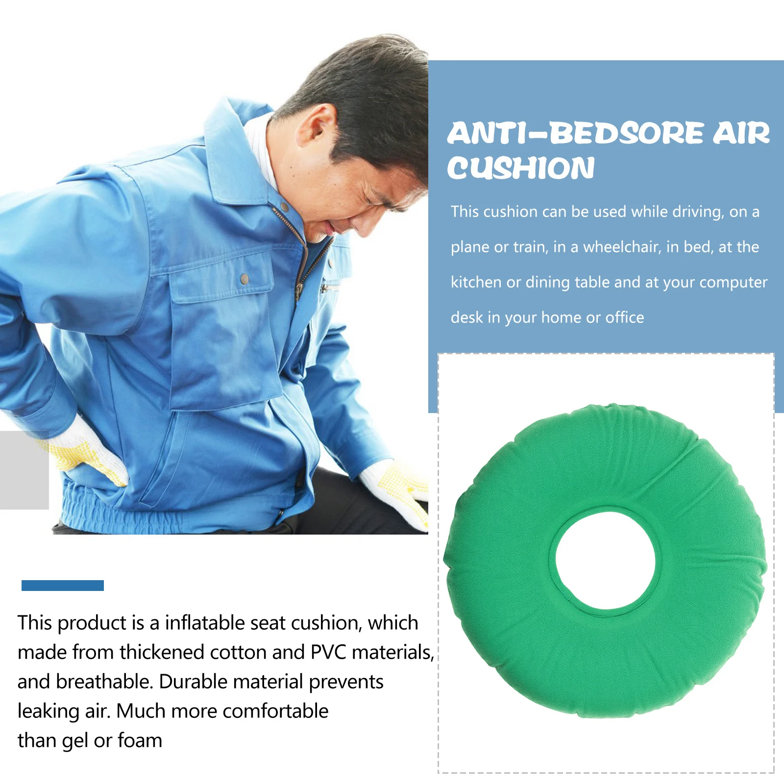 

2pcs Anti-Bedsore Air Cushion Seat Pillow For Hemorrhoids Pregnancy Tailbone Relief Inflatable Lightweight Portable Use On Chair