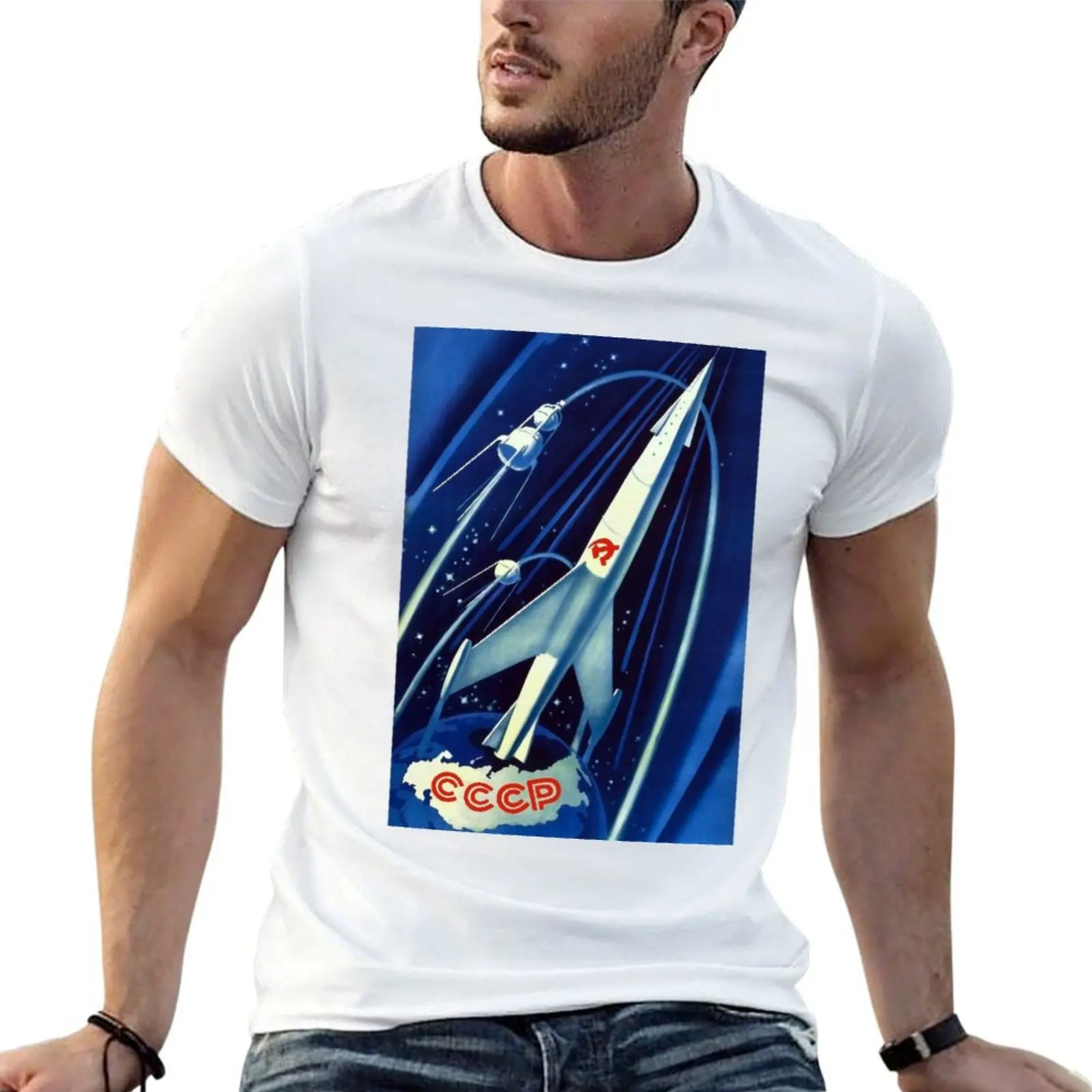 CCCP Space Poster T-Shirt cheap stuff plus sizes heavy weight t shirts for men