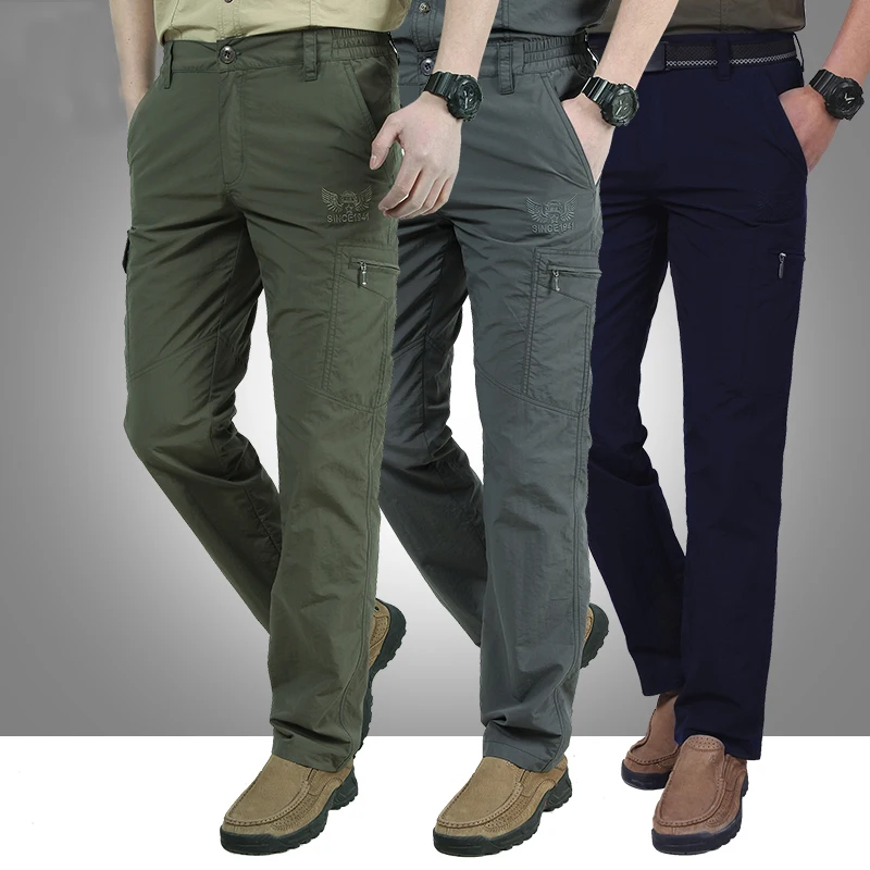 

Cross border exclusive men's outdoor casual quick drying pants, waterproof multi bag pants, loose oversized workwear, long pants
