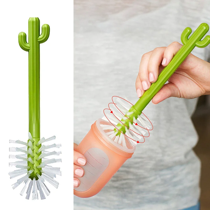 Baby Bottle Cleaning Brush Baby Pacifier Straw Scrubber Small Brush Cactus Modeling Glass Cup Washing Kitchen Cleaning Tool Set