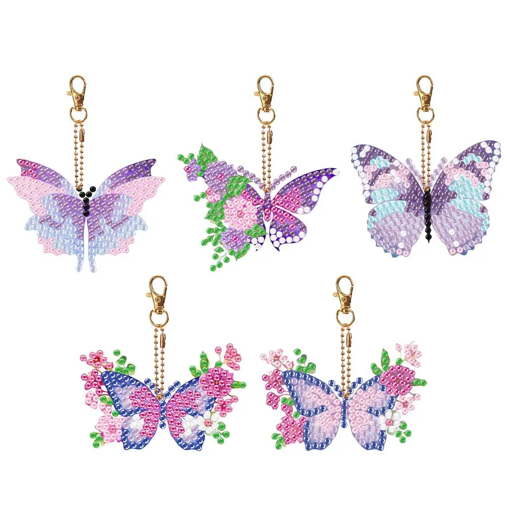 

DIY Purple Butterfly Diamond Painting Keychain Kit, Double-Sided Sparkling Rhinestone Craft with Complete Tools