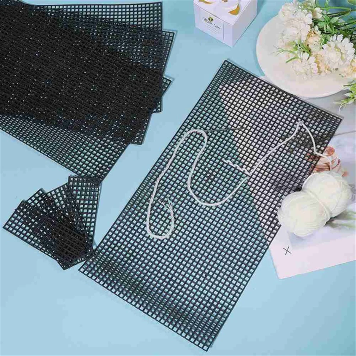 A95I-Schwarze Kunststoff-Mesh-Leinwandbögen, Taschenboden, Former-Pads, Geldbörsen-Herstellungsvorlage für Acrylgarn, Basteln, Stricken, Häkeln