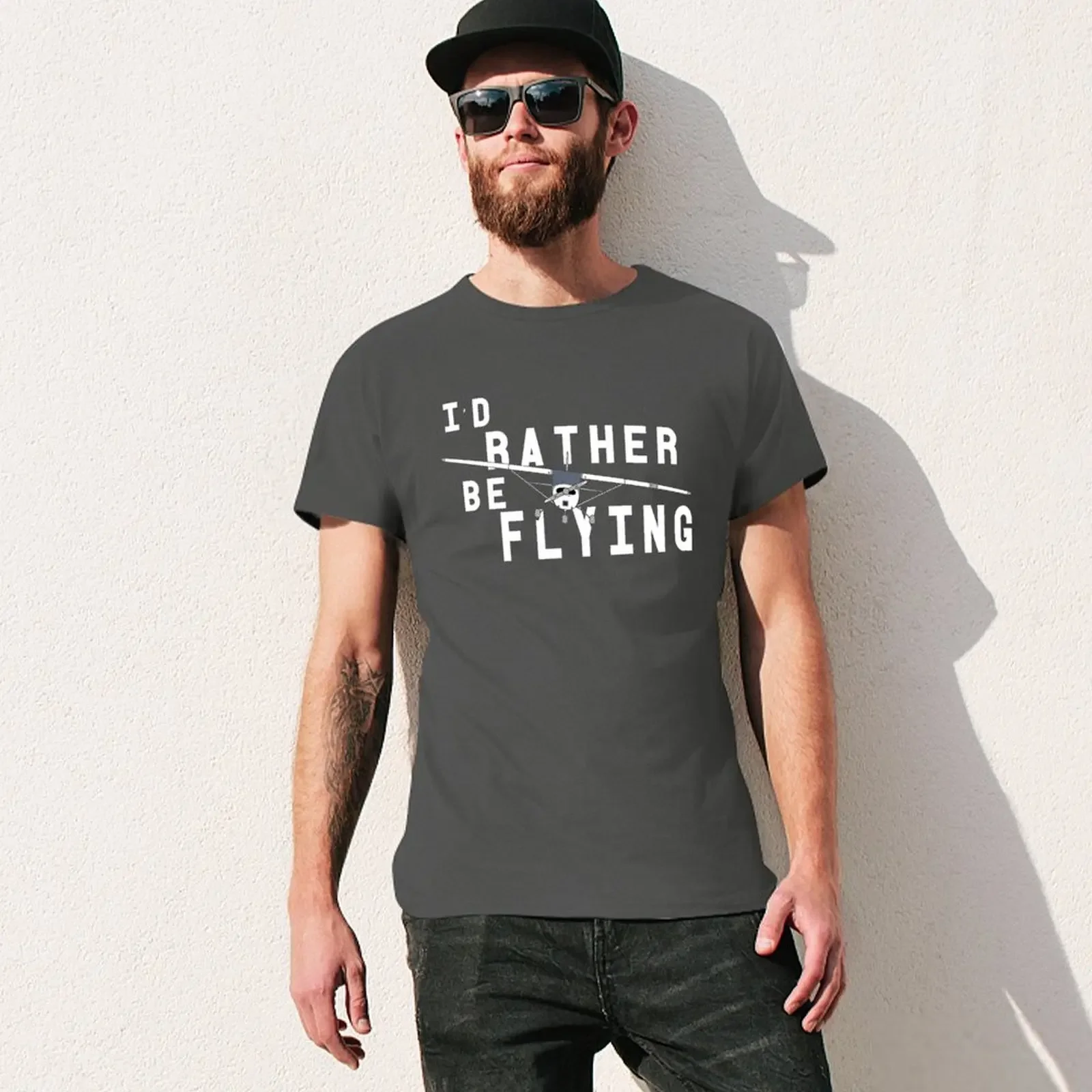 I'd Rather Be Flying C172 Airplane Pilot T-shirt anime quick drying mens workout shirts