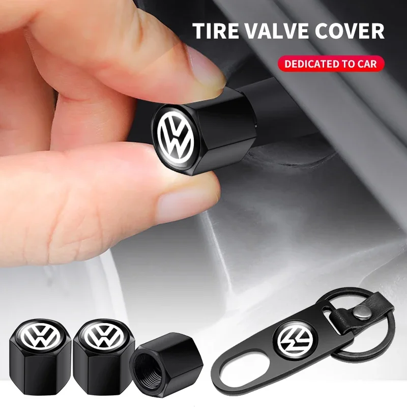 Car Keychain Keyring Tire Valve Cap Car Styling Accessories For Volkswagen Golf-5 6 7 Bora Jetta POLO MK4 MK6 Bora Passat B5 B6