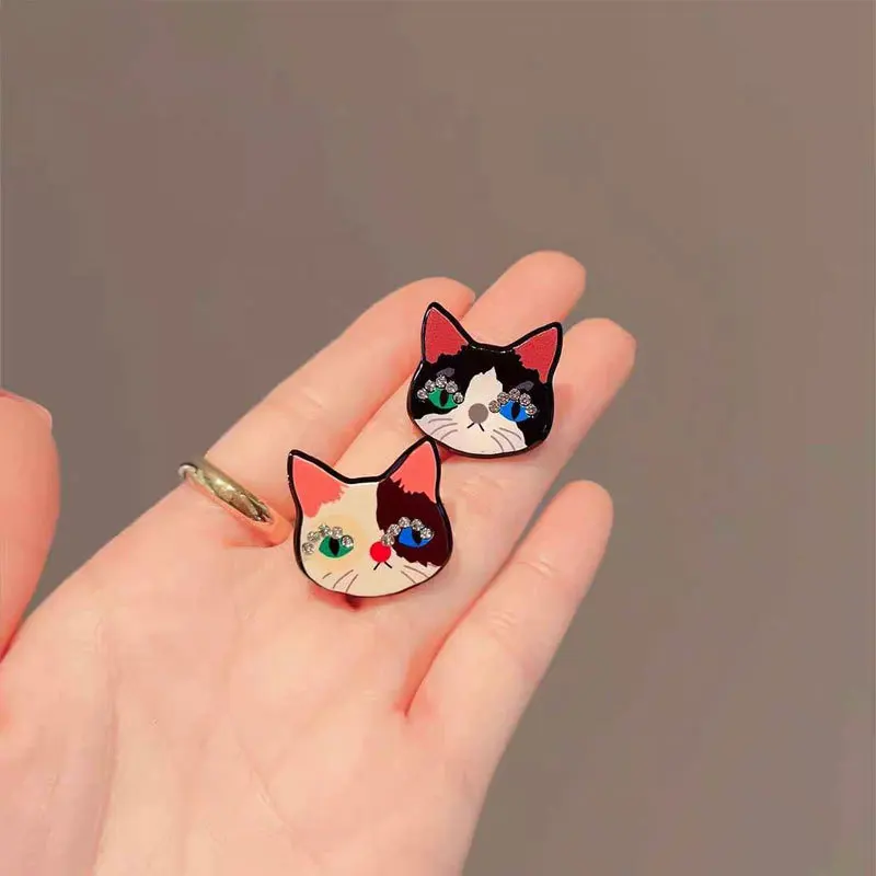 New Elegant Small Cat Brooch Fashion Cartoon Cat Head Badge Metal Pin for DIY Clothes Bags Shoes Hat Scarf T-shirt Jeans