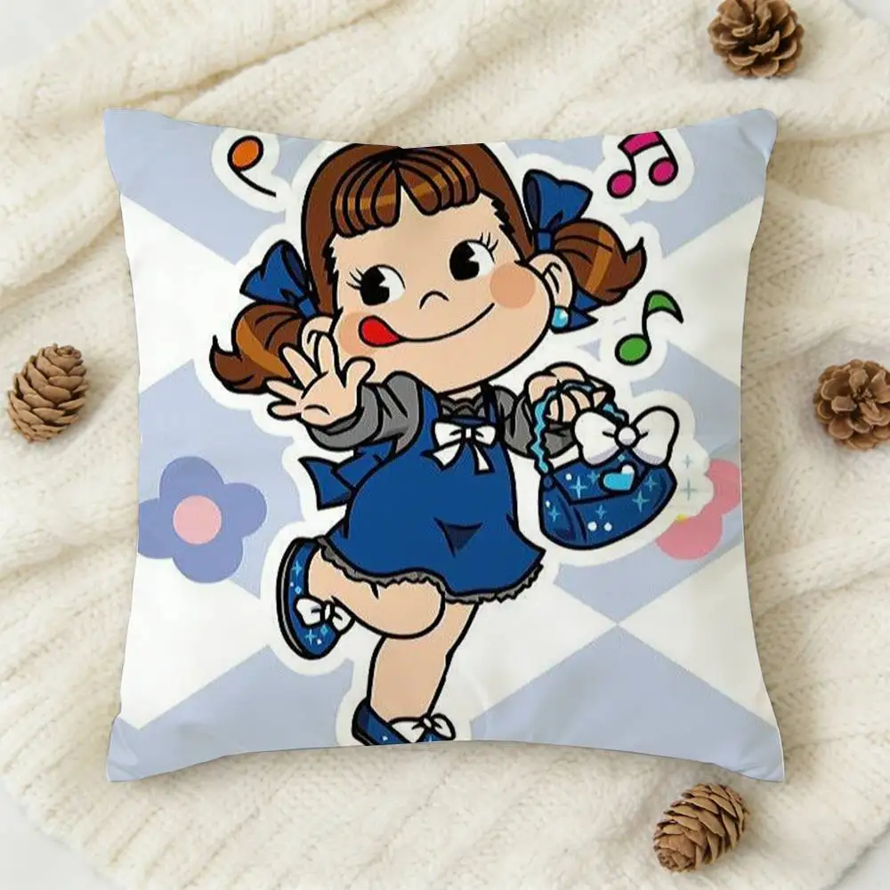 F-Fujiya candy logo Double-sided Printed Square Decorative Cushion Cover for Sofa Living Room Home Decor