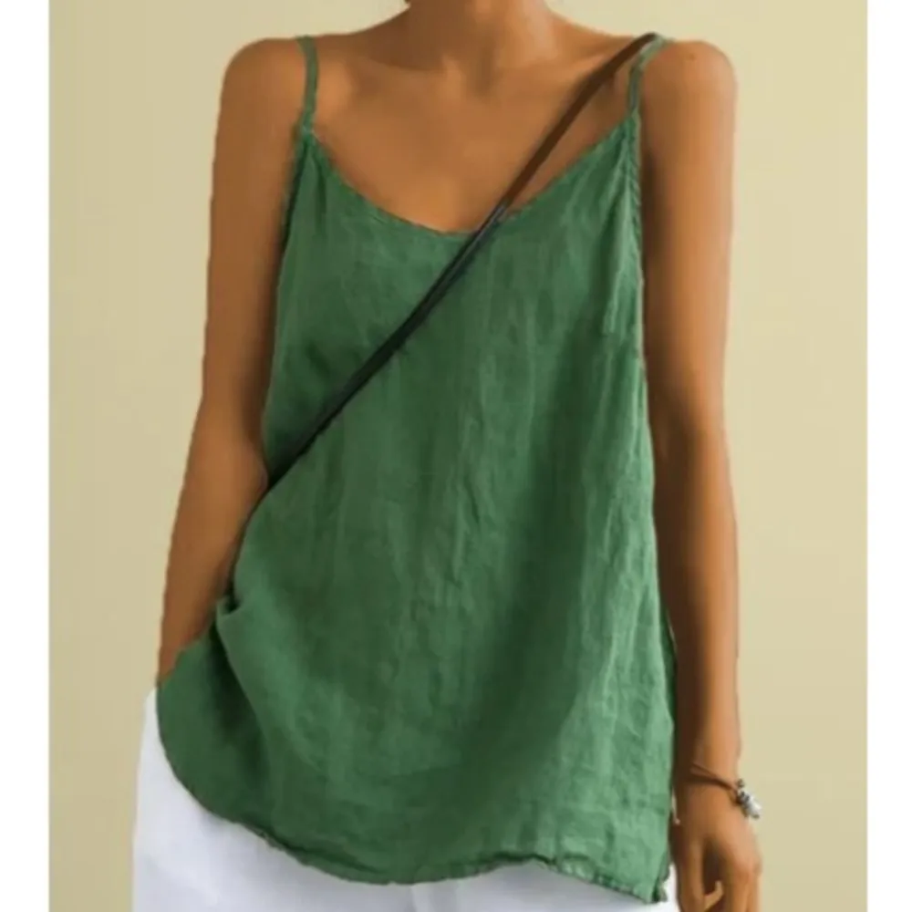 

Cotton Linen Camisole Women's Summer New Solid Color Sexy V-neck Sleeveless Bottoming Casual Loose Top Ropa Mujer Топ Женский