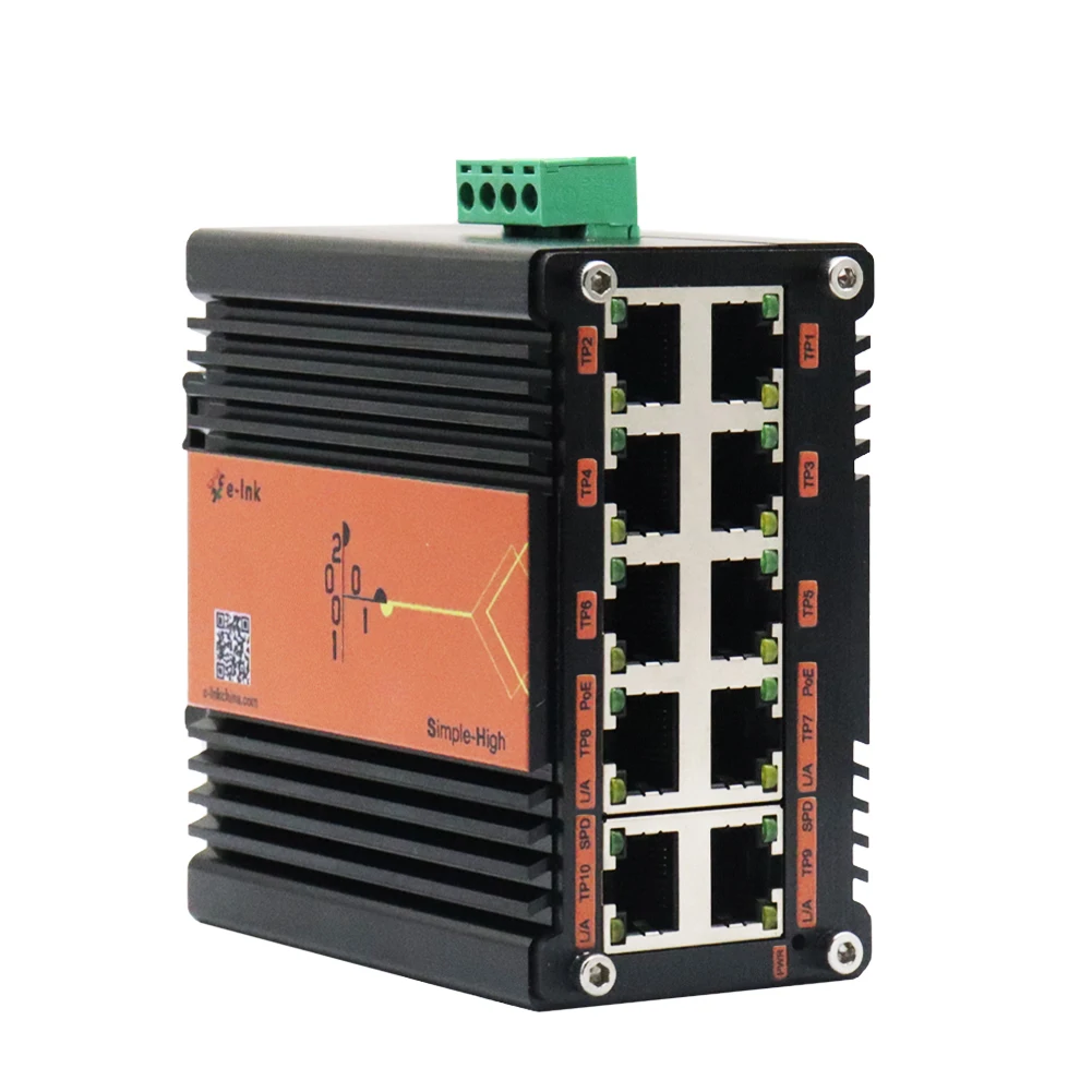 Industrial Switch Mini 8 PoE +2 RJ45 Switch 12-48V Input Reinforced Extra-Thick Aluminum Alloy Housing Promotion Switch