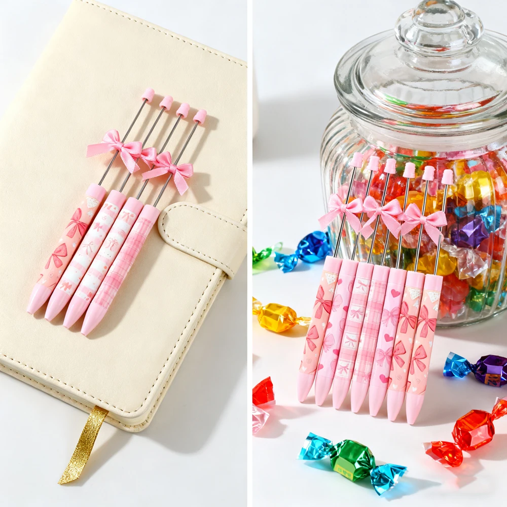 20 pezzi di simpatico motivo bowknot rosa |   Penna a sfera con decorazioni per perline fai-da-te per la scuola, l'ufficio e progetti creativi