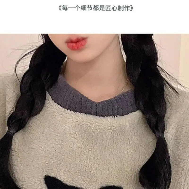

Women's Pajama Set Girl Homewear Coral Fleece Winter Sweet Cartoon Plush Thick Warm Spring Home Loungewear Outdoor Outfit Ladies