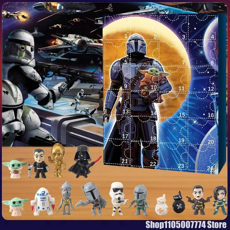

24-дневный рождественский адвент-календарь, фигурка «Звездные войны», Йода, робот, куклы, обратный отсчет, Calenda, домашний детский подарок, праздничное украшение, игрушки