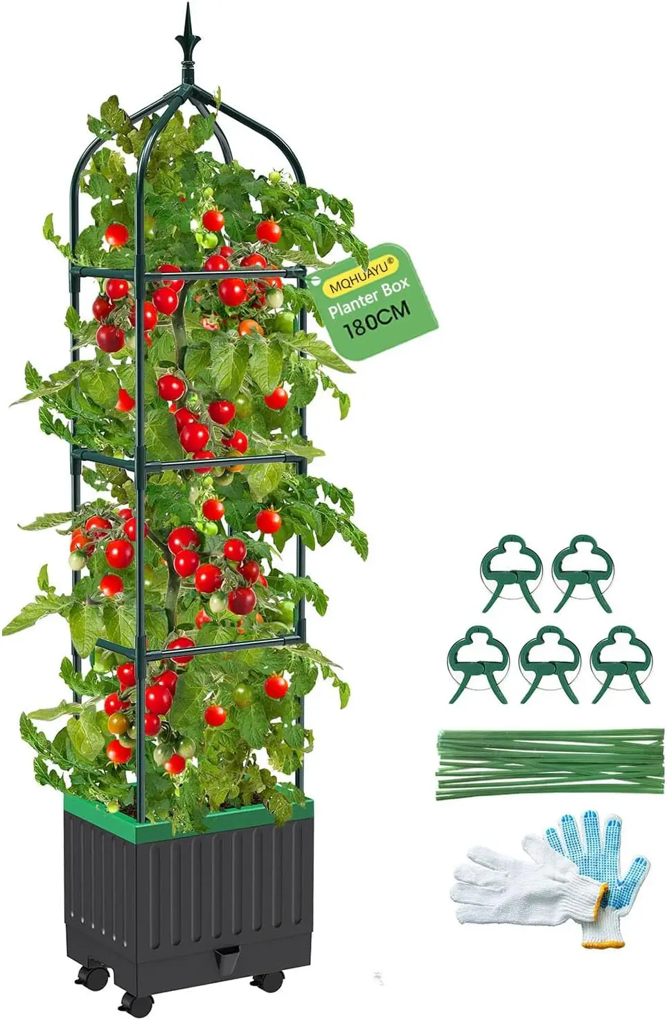 

Самополивающаяся приподнятая грядка с решеткой и колесами для вьющихся растений, 70,9-дюймовый ящик для выращивания растений для использования в помещении и на улице