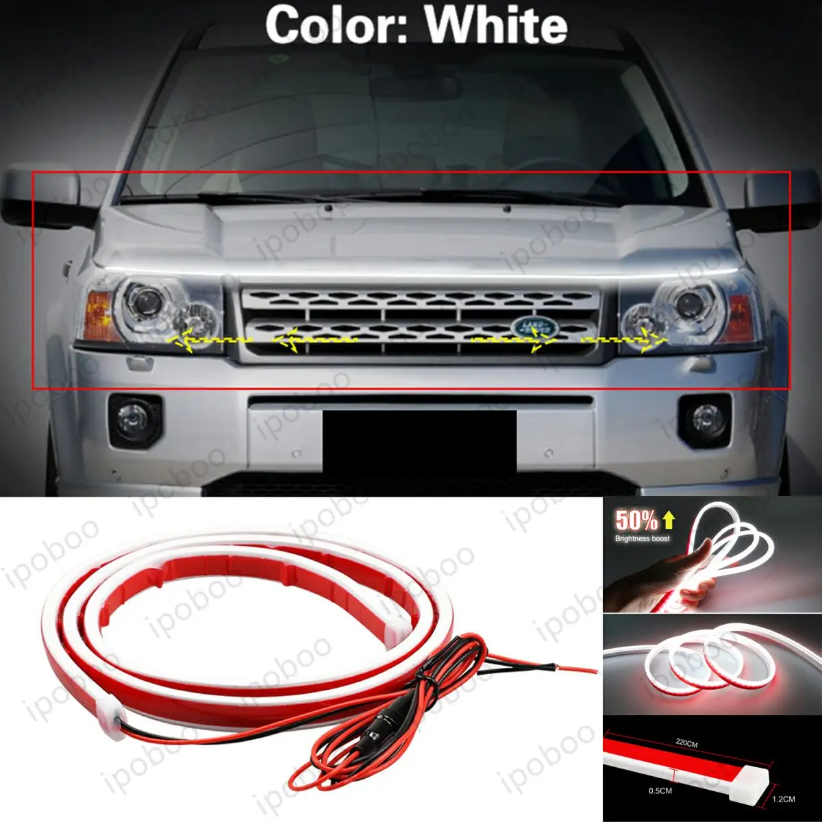 

86" LED Hood Light Strip For LR Freelander 2 2006- Flexible Dynamic Scan Start Up Hoodbeam Kit Engine Cover Decoration Light
