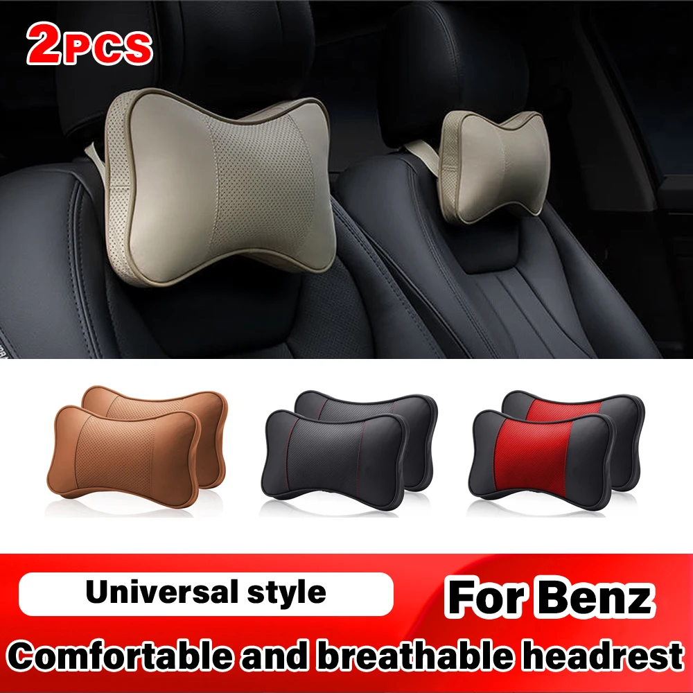 

For Mercedes Benz AMG W203 W204 ML CLA CLK GLK C200 W205 W210 W211 Top Leather Car Seat Headrest Neck Pillow Support Accessories