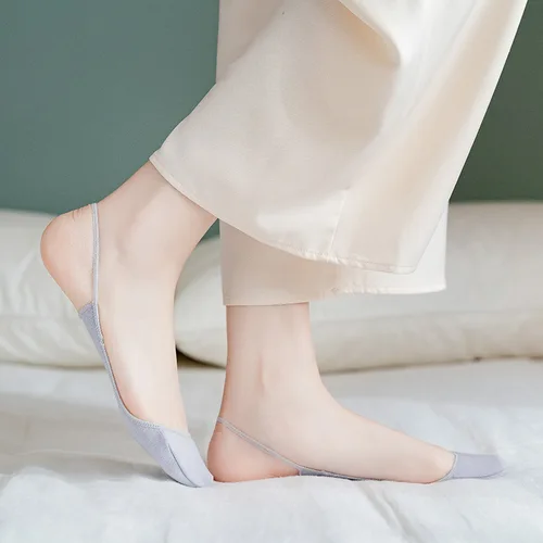 Imagen 2 del producto Calcetines náuticos ultrafinos, zapatillas, calcetines coloridos de tacón alto para mujer, calcetines transpirables de medio pie, calcetines invisibles cortos de verano