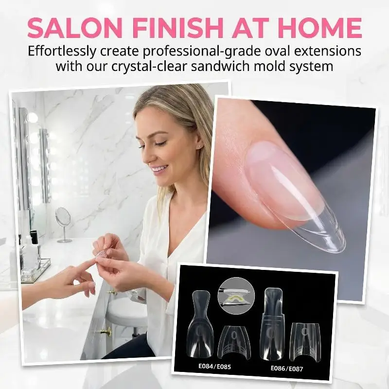 

Professional Dual System Sandwich Coffin Nail Forms Mold Acrylic Nail Extension Tips Salon Tool 60 240 300pcs