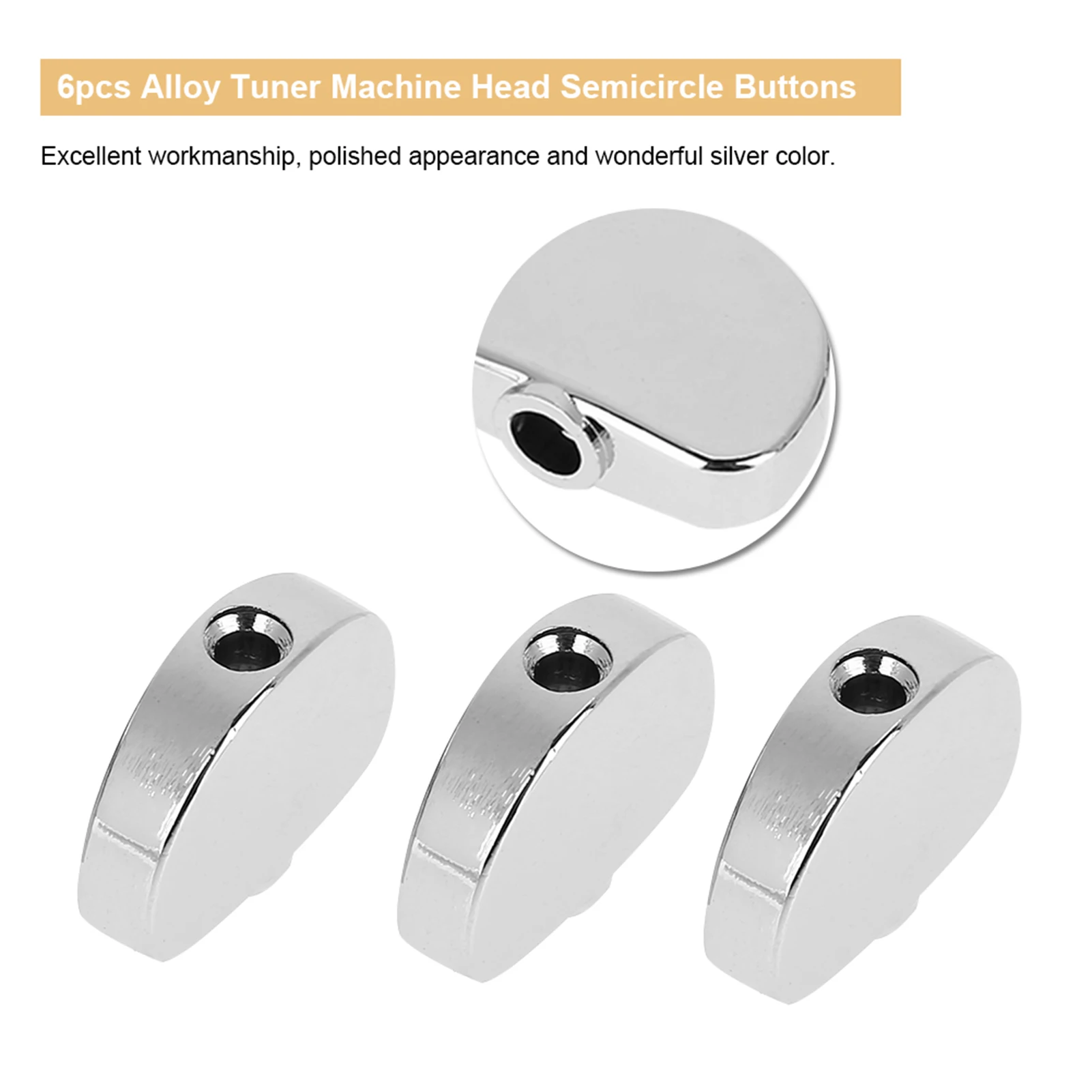 6pcs Alloy Tuner Machine Head Semicircle Buttons Replacement For Electric Guitar Bass