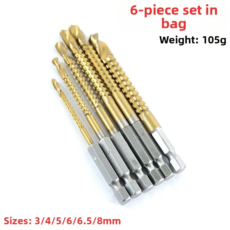 6pcs 3-8mm HSS Twist Drill Bits Set Serrated Grooving Spiral Jagged Saw Drill Bit Wooden Board Expanding And Grooving Tool Set