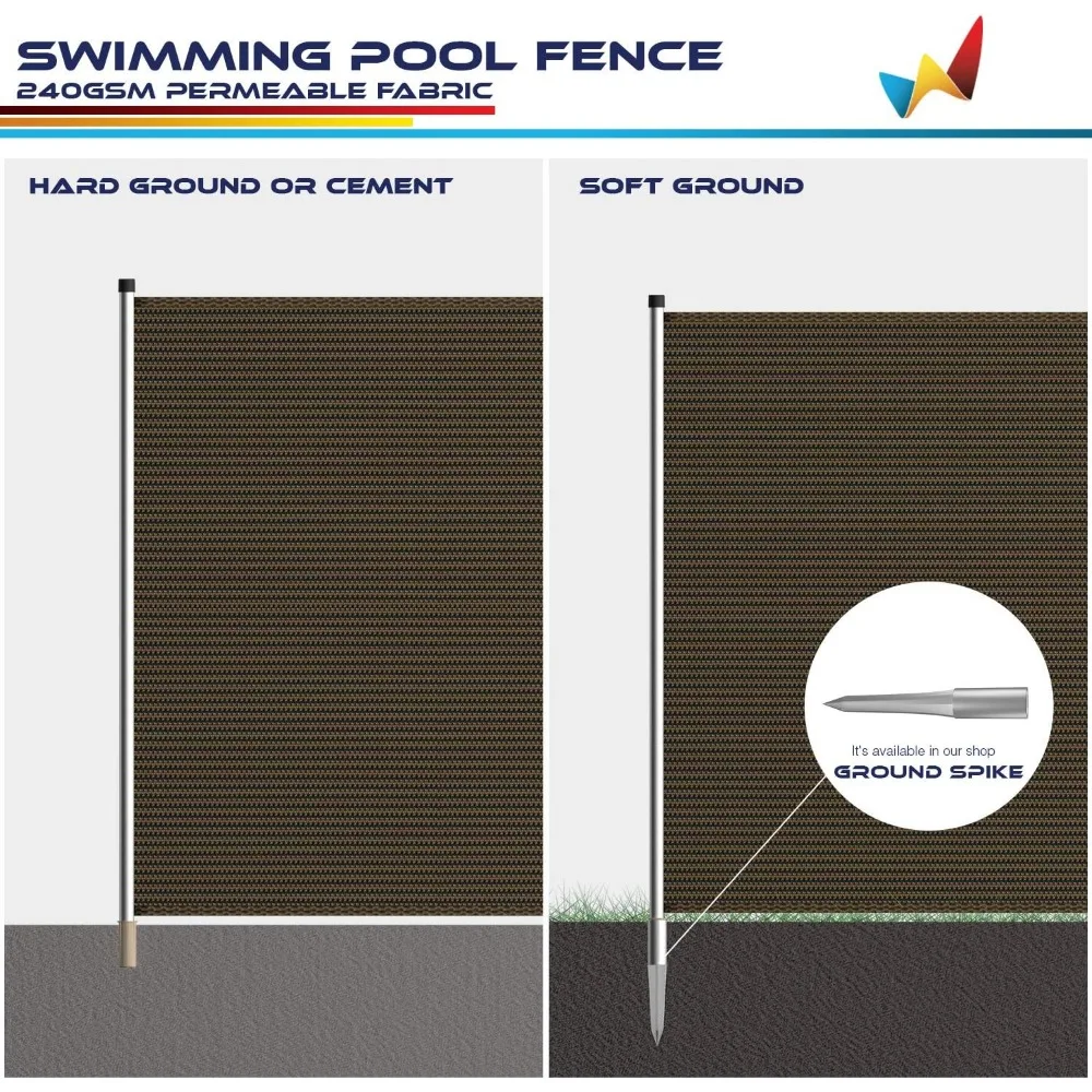 سياج الخصوصية لحمام السباحة الآمن في الهواء الطلق، سياج أمان قابل للإزالة قائم بذاته مع أقطاب وأكمام للفناء الخلفي، لوحة حديقة مقاس 4 × 16 بوصة #2