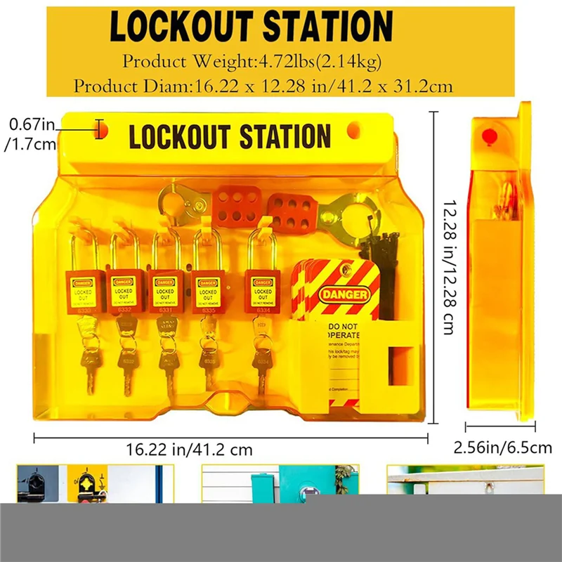 AA84 안전 전기 잠금 장치용 잠금 태그아웃 스테이션 3개 세트, 6개 걸쇠, 75개 로토 태그, 잠금 태그아웃 키트 보드