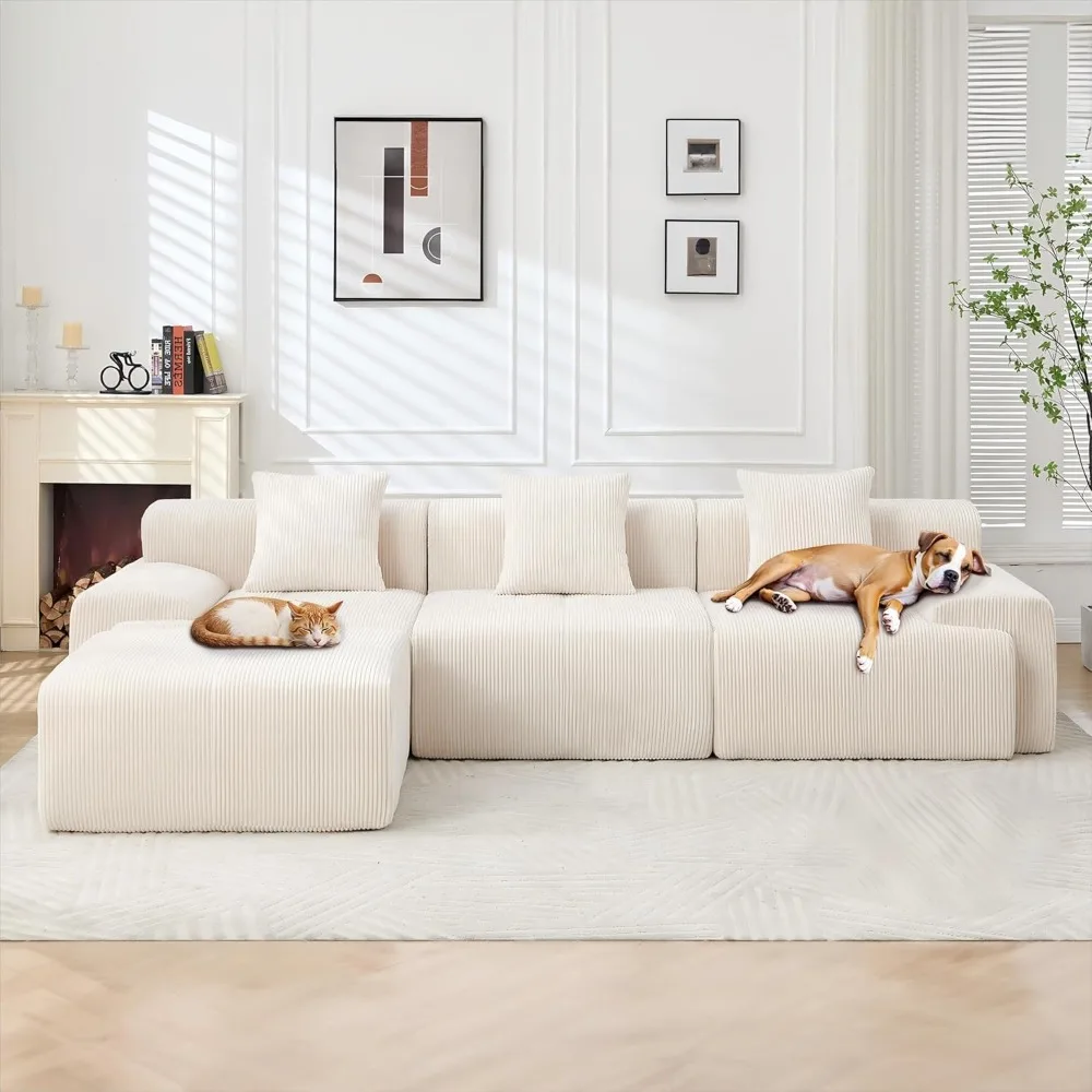 أريكة معيارية على شكل حرف L لغرفة المعيشة، أرائك بدون عظم للمقعد العميق، تنجيد مقطعي حديث #3