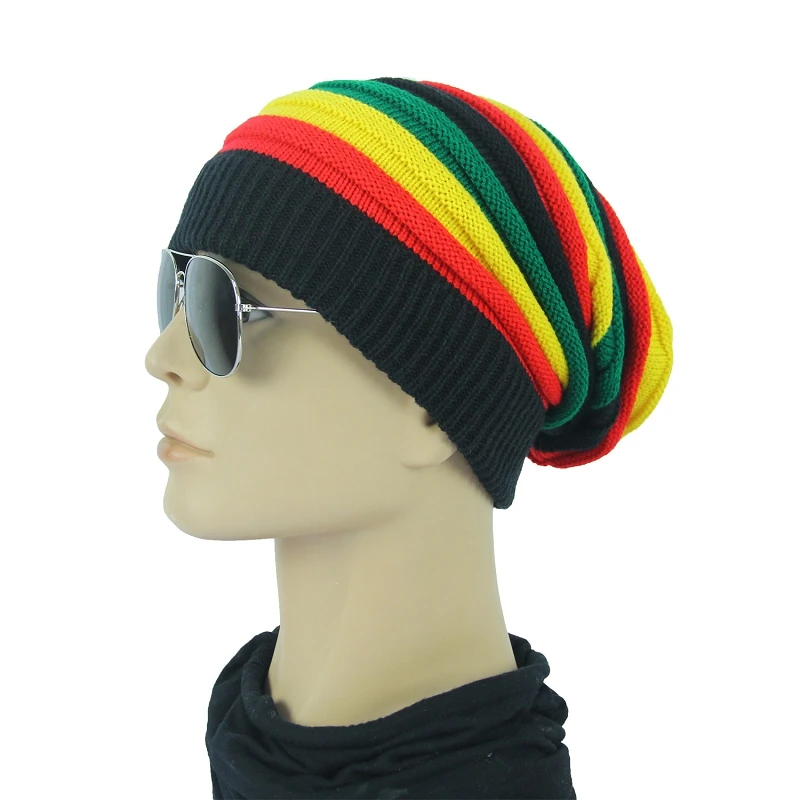 Jamaica Reggae Gorro Rasta Style Cappello Hip Pop Men\'s Winter Hats Female Red Yellow Green Black Fall Fashion Women\'s Knit Cap