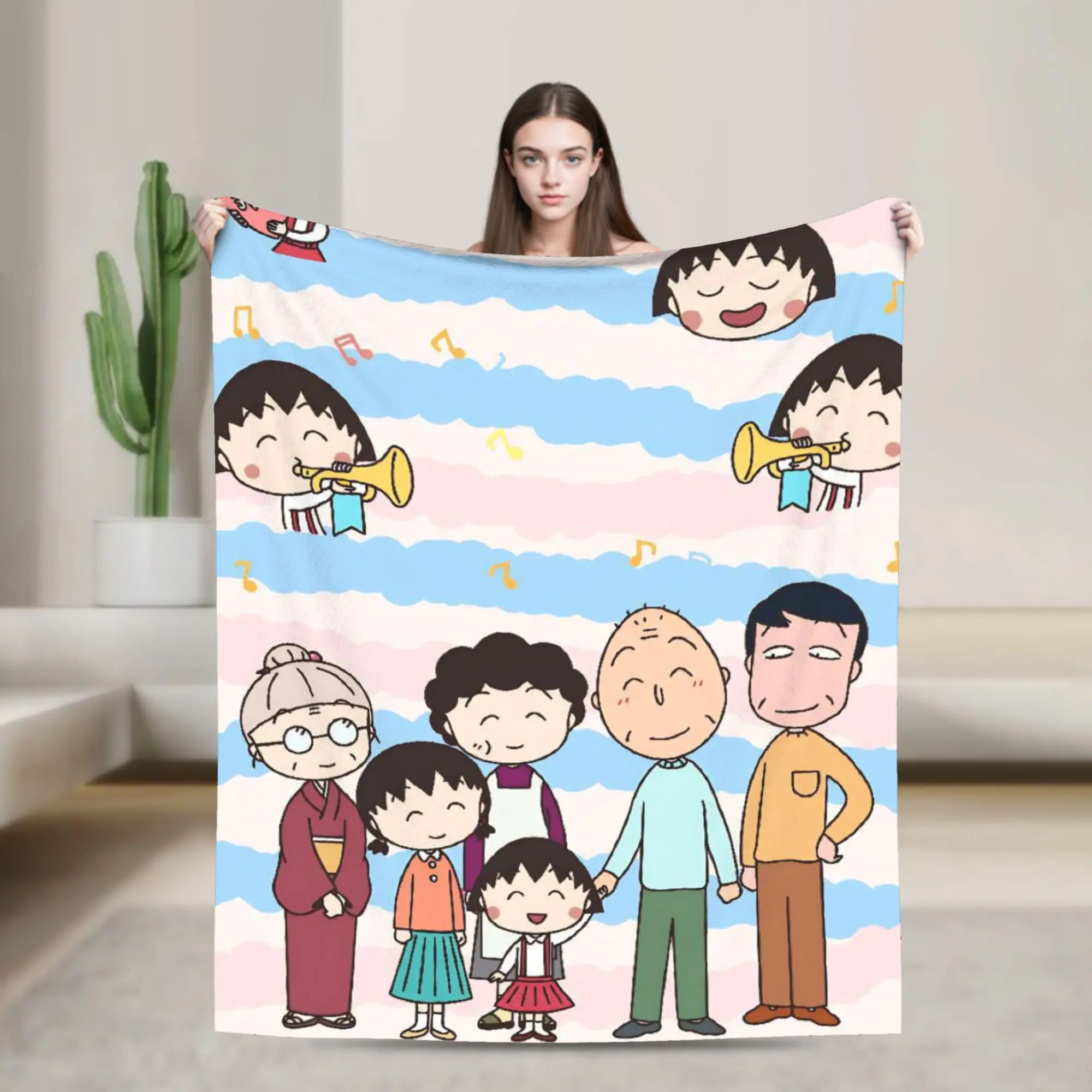 Marukos Family Music Love Trumpet Blanket Fleece  Lightweight Thin Throw Blankets for Bed Bedspread