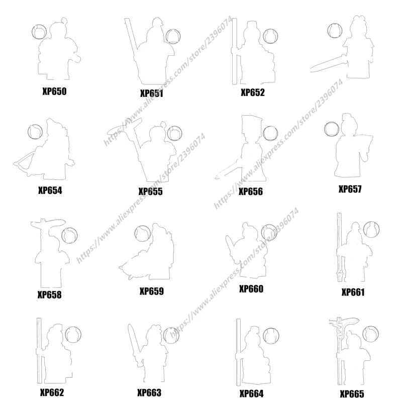 단일 XP650-XP665 중세 기사 모델 액션 피규어 액세서리, 어린이용 빌딩 블록 장난감 시리즈-159