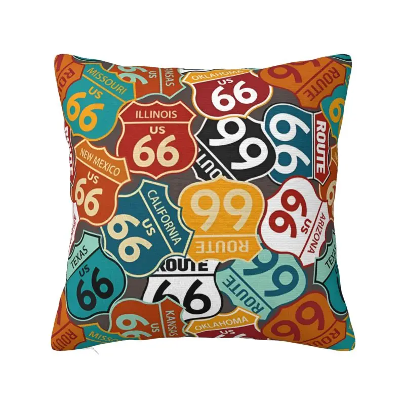 Mother Road Route 66 Throw Pillow Covers 3D Printing America's Highway Sofa Chair Cushion Cover Polyester Pillowslip Dakimakura