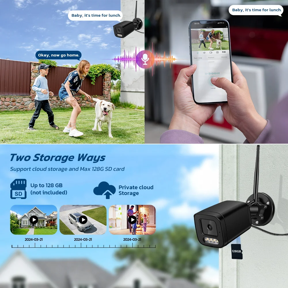 ABUNTU-cámara de vigilancia IP ONVIF de Metal para exteriores, videocámara de seguridad inalámbrica de 8MP, 4K, Wifi, detección humana, visión