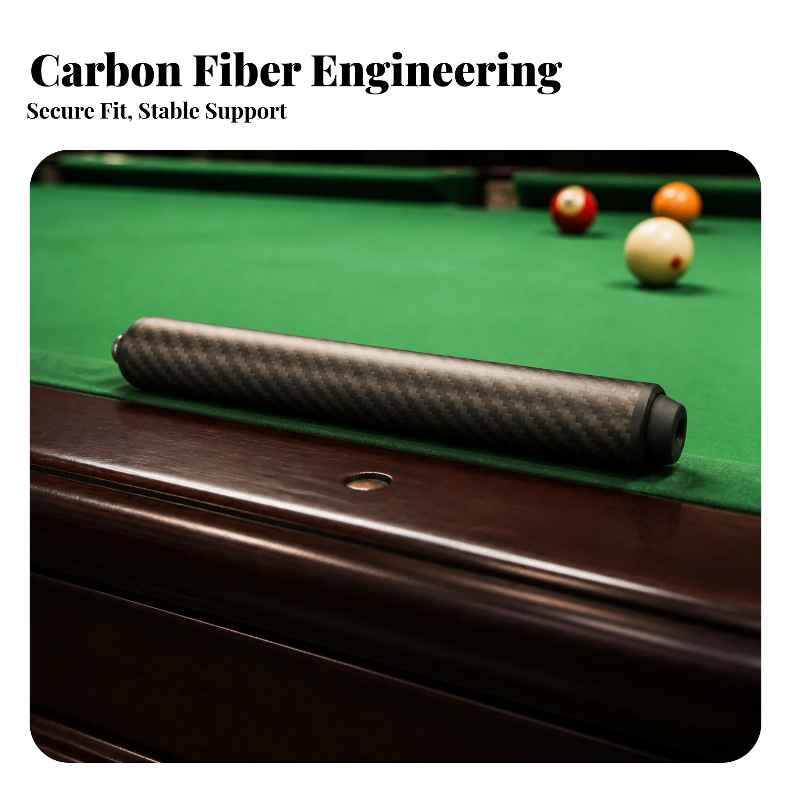Cue Extension Handle Lightweight Fury-Compatible Carbon Fiber Cue Extension Handle Billiards Accessory Compact Comfortable Grip