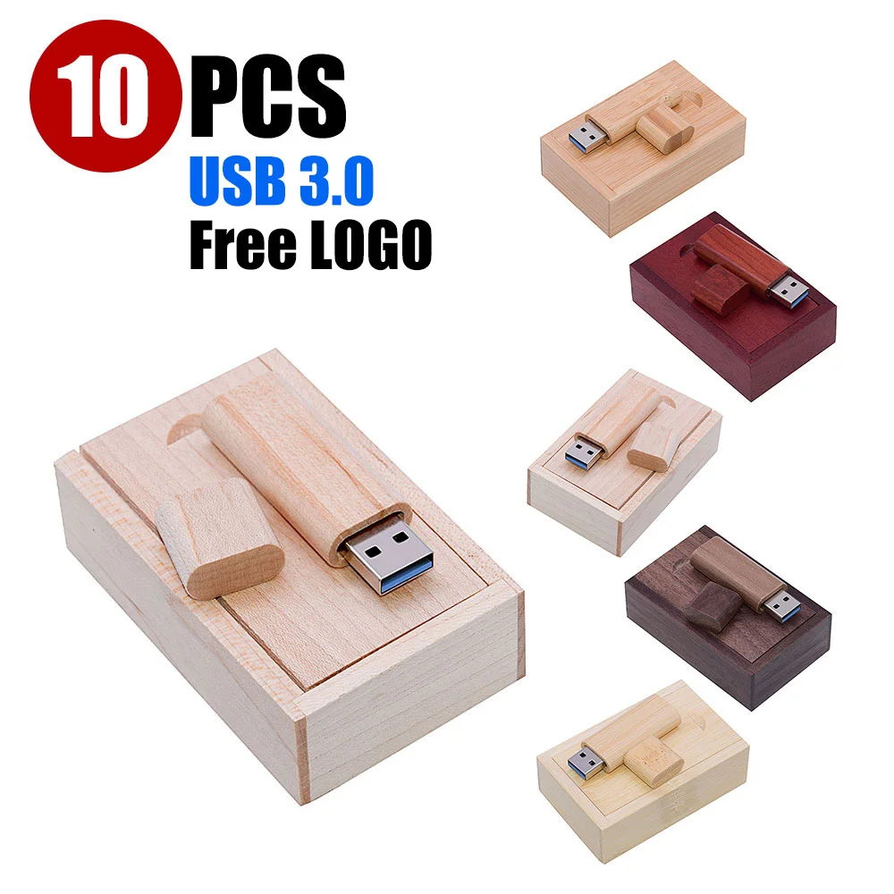 고속 나무 대나무 플래시 드라이브 펜 드라이브, 무료 커스텀 로고, USB 3.0, 나무 펜드라이브, 8GB, 16GB, 32GB, 64GB, 128GB 선물, 10PCs/로트