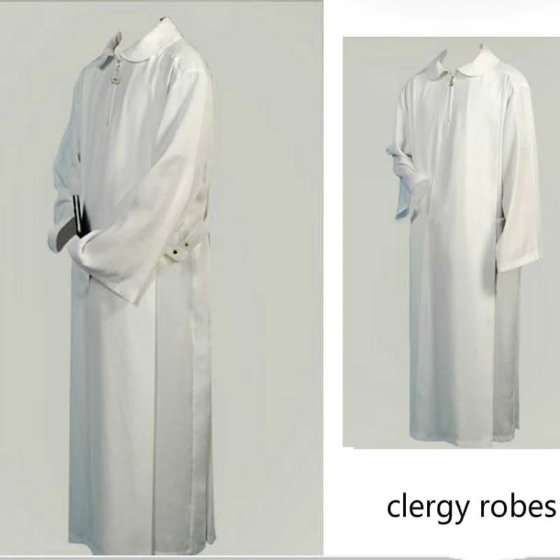 White Christian Clergy Robe Priest Chasuble Catholic Toga Deacon Disfrases Para Iglesia Priest White Gown Church Utensils