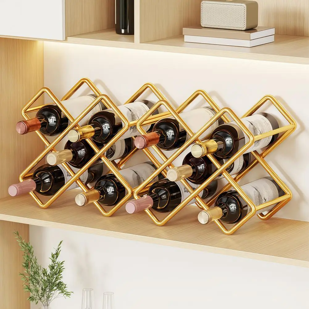 1/2Pcs Freestanding Metal Wine Rack, Tabletop Multiple Wine Bottle Organizer Holder, Countertop Wine Display Stand for Kitchen B
