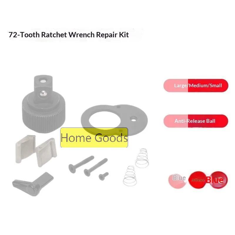 72T Ratchet Wrench Repair Kit Replacement Parts Anti Drop Ball Bearing For 1/4