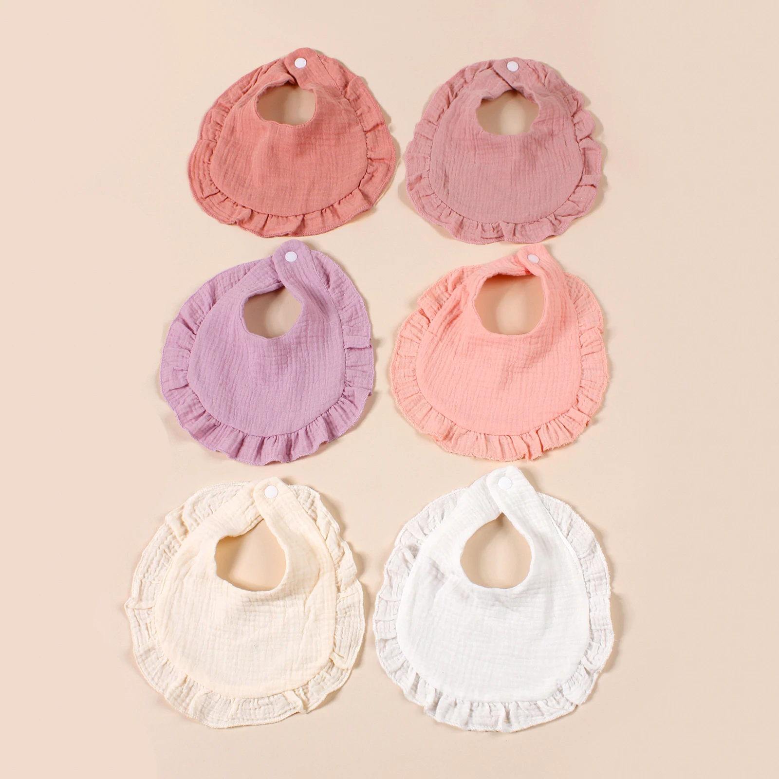 6pcs Wholesale Baby Security Cotton Ruffle Bibs Breathable Absorption Saliva Towels