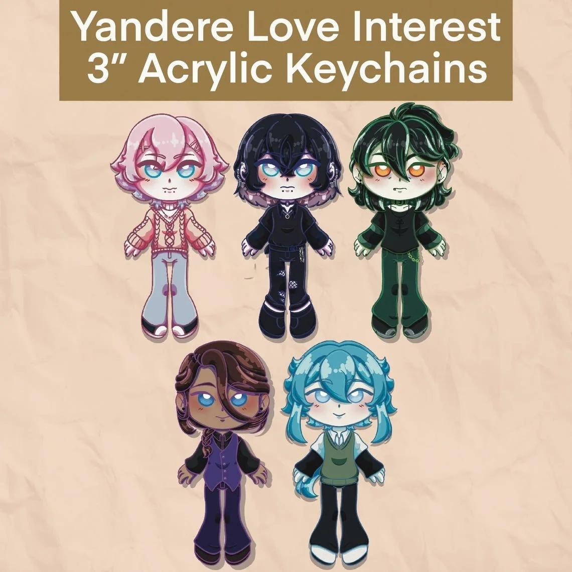 Yandere Love Interest Visual Novel Acrylic Keychains Anime Game Character Charms Collectible Pendants