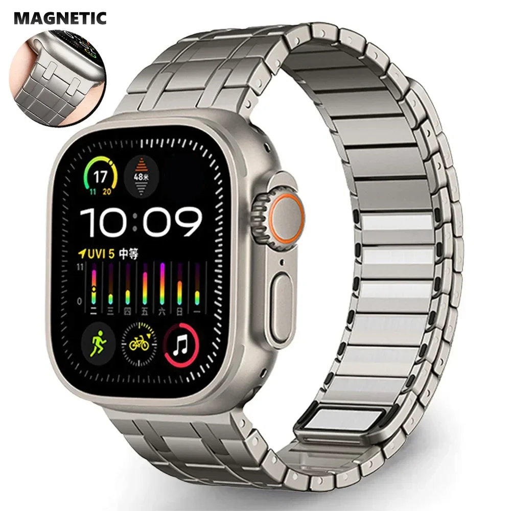 Magnetic AP Style Loop Bracelet for Apple Watch Ultra 2 49mm Band iwatch 10 9 8 7 SE 6 44/45/46mm Stainless Steel Links Strap