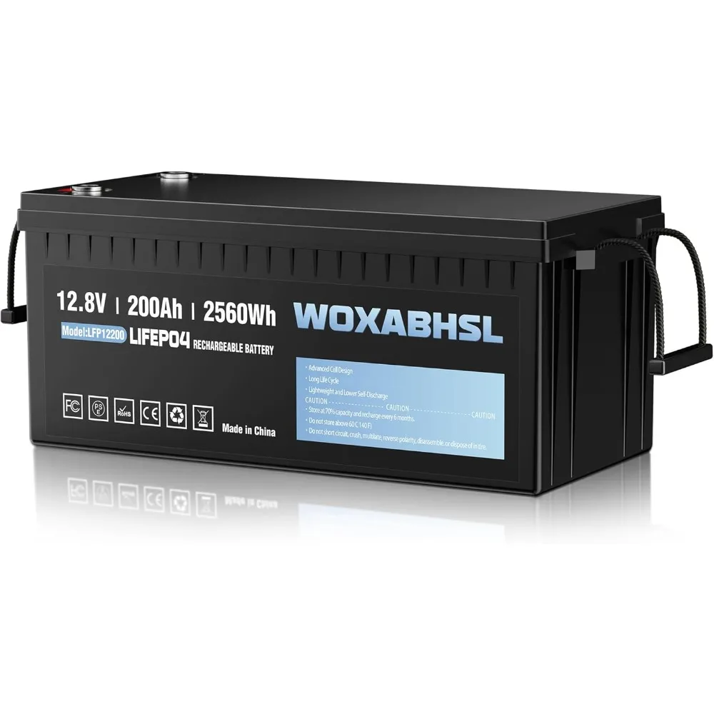 Bateria LiFePO4 de 12V 200Ah, BMS integrado, mais de 4000 ciclos, perfeita para motores de pesca, barco, marinho, Rv, solar, energia de emergência