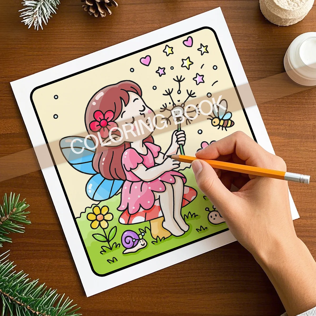 FLOWER FAIRY Cute & easy Patterns Coloring Book for Adults Children Cute Drawing Book Perfect Gift for Party and Birthday