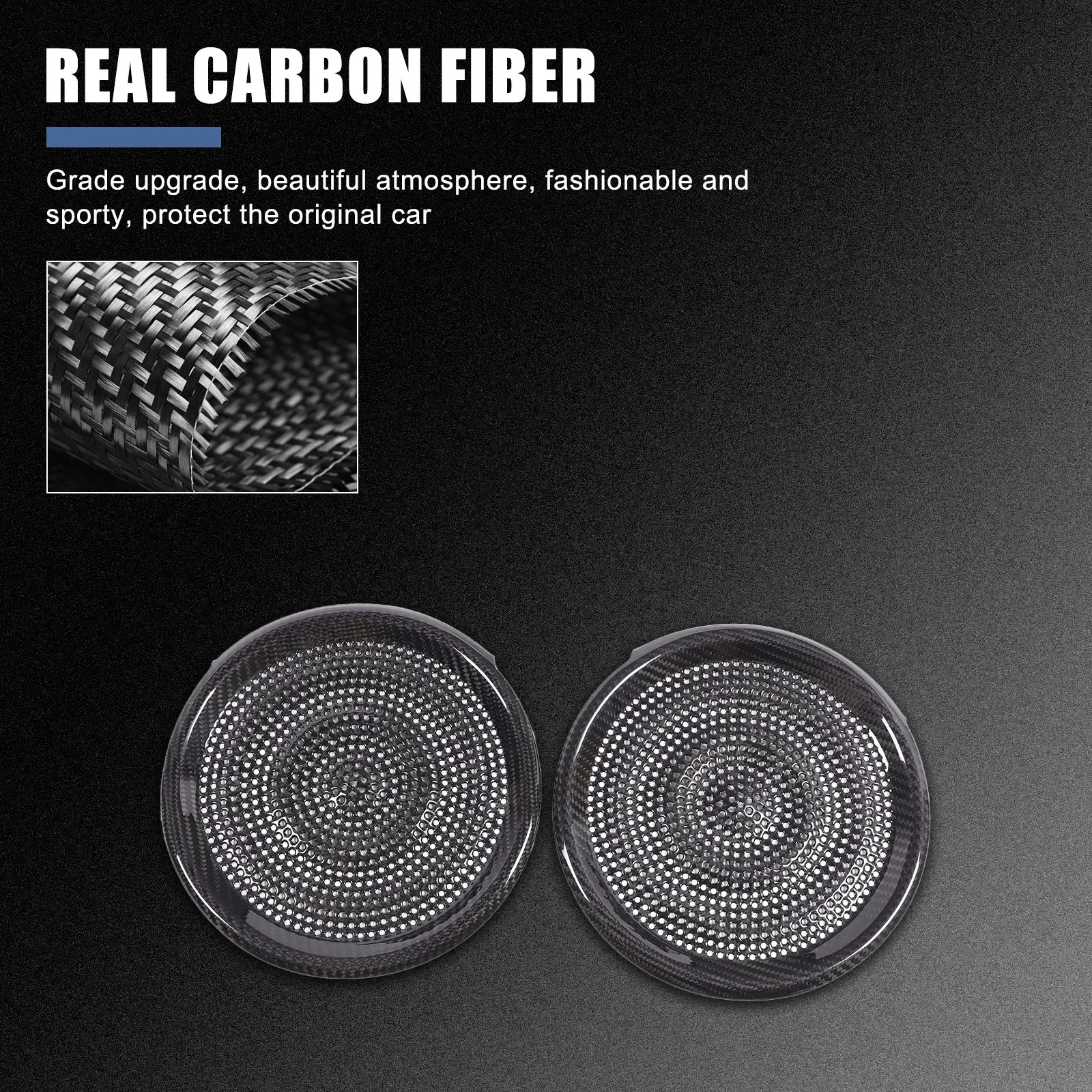 Carbon Fiber Door Tweeter Trim Accessories Car Front Door Speaker Decorative Cover Mesh For Fiat 500 Abarth 500 2016-2025