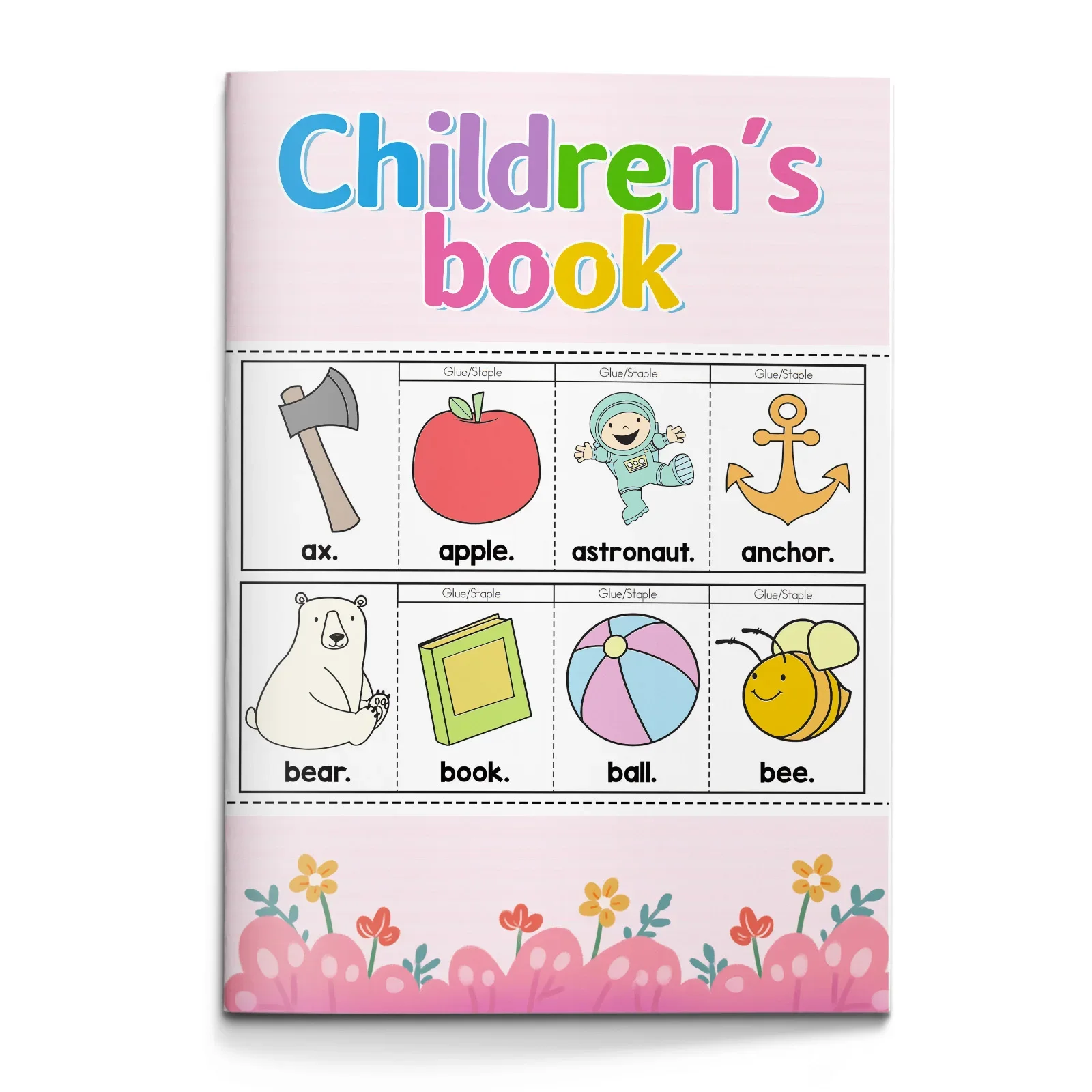 Kids English Word Coloring Workbook, Cute Cartoon Designs, Preschool Educational Activity Book for Fun English Learning
