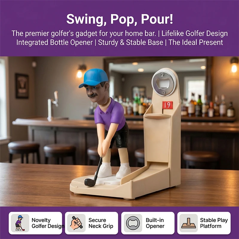 Interactive Golf Swing Action Bottle Opener Stylish Tabletop Bar Decor Novelty Practical Gift Accessory For Home Party Golf