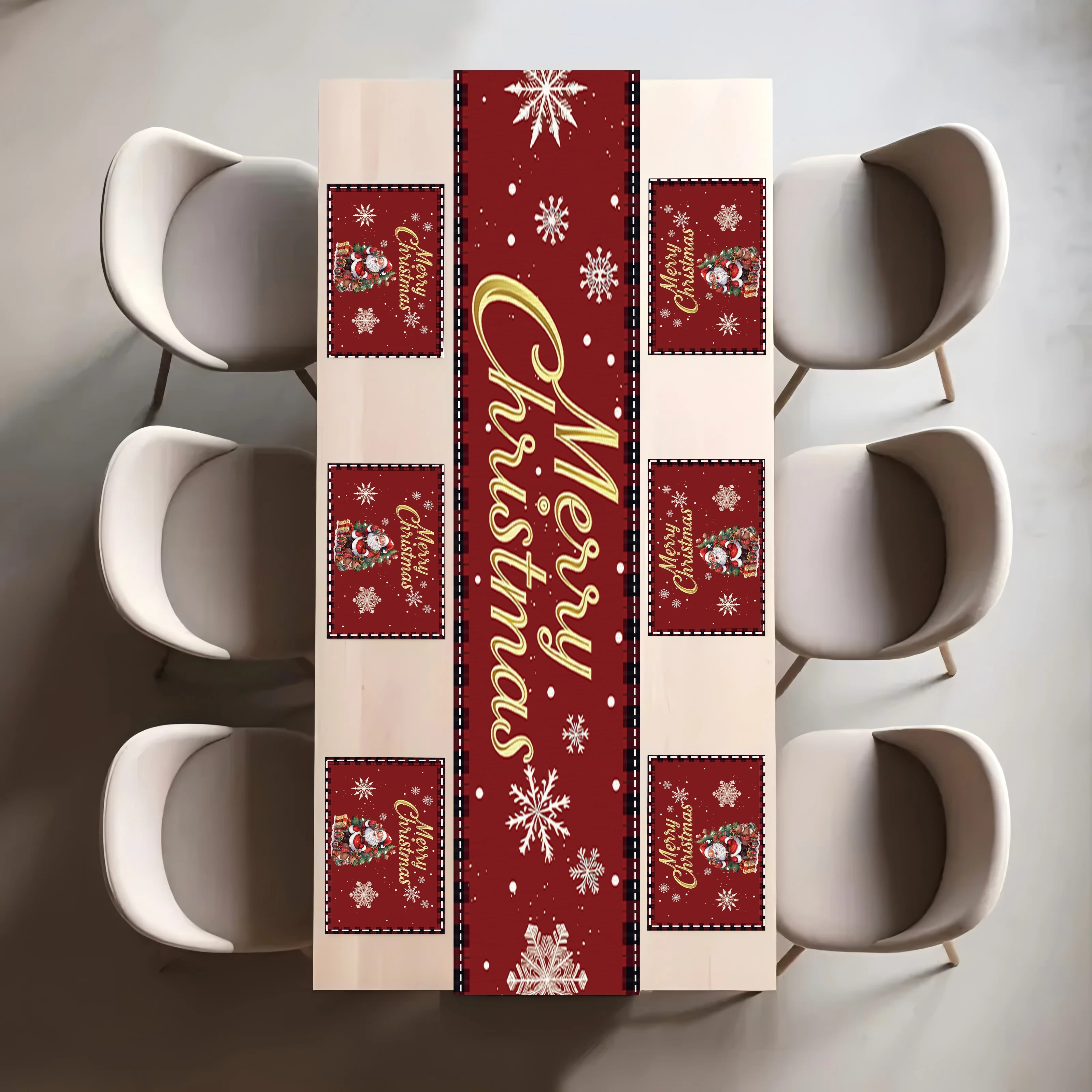 عيد ميلاد سعيد سانتا كلوز الكتان الجدول عداء المفارش ديكور للطاولات الشتاء شجرة عيد الميلاد الغزلان الجدول العدائين زينة عيد الميلاد #4