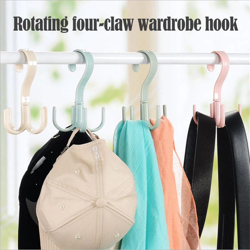 

Rotatable Four-Claw Multifunctional Hanging Bag Shelf, Space-Saving Wardrobe Hanger, 360 Degree Rotating Shoelace Scarf Hanger